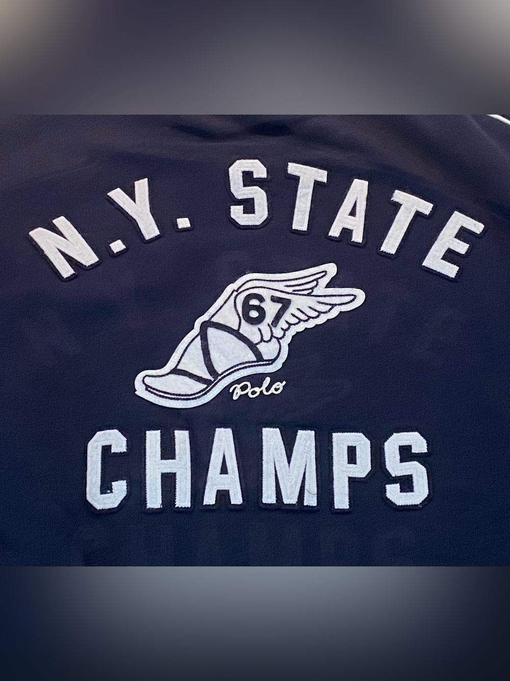Polo Ralph Lauren P-Wing R Patch NY State Champs Fleece Stadium Jacket - Picture 9 of 16